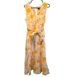 Loft factory yellow floral midi dress